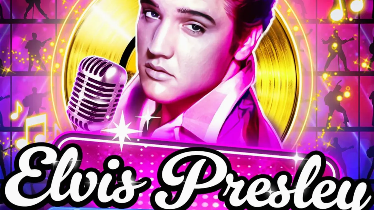 Elvis Presley: Viva Las Records স্লট গেমের নিয়ন এবং ভিনাইল থিমযুক্ত ইন্টারফেস